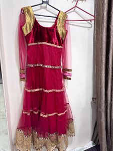 Stunning Pink &amp; Gold Ethnic Gown