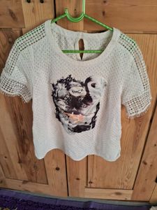 White Lace T-Shirt with Graphic