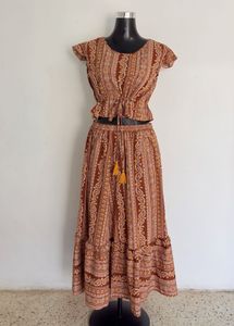 Boho Printed Crop Top & Skirt Set