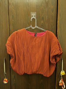 Pleated Orange Crop Top