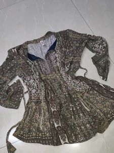 Boho Print Kurta with Flair Sleeves