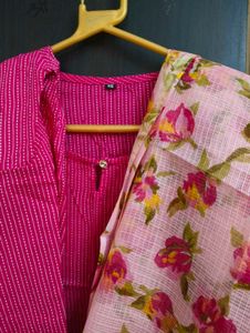 Beautiful pink suit with pant and dupatta