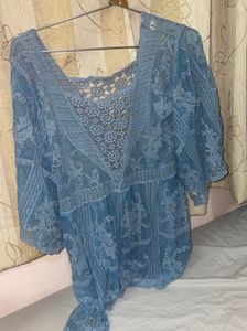 Bohemian Blue Lace Blouse