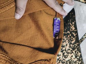 Cute Orange Cardigan with Embroidery