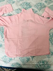 Women's Soft Pink High Collar Sleeve Shirt