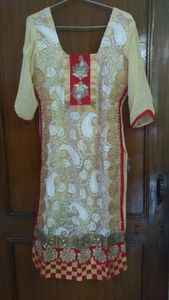 Price drop Red and cream party wear suit