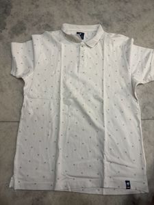 Men's White Printed Polo T-Shirt