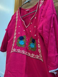 Vibrant Pink Embroidered Kurta