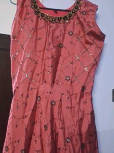 Elegant Coral Embellished Gown