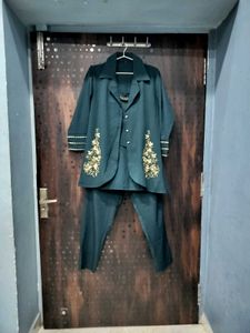 Elegant Teal coord Set with Embroidery