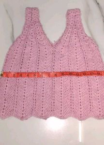 Pink Crochet Halter Neck Crop Top