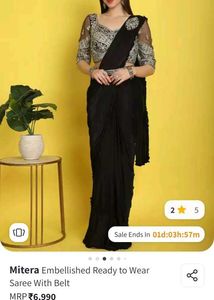 Mitera Embellished Ready to Wear Saree with Belt