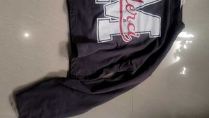 Grey "Merci" Graphic Cropped Long Sleeve Top