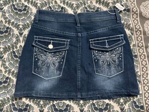 Y2k Classic Blue Denim Mini Skirt with embroidery