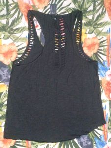 Black Tank Top with Cutout Detail
