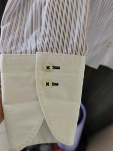 Striped Button-Down with White Collar S-M