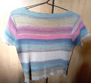 Striped Square Neck Knit Top