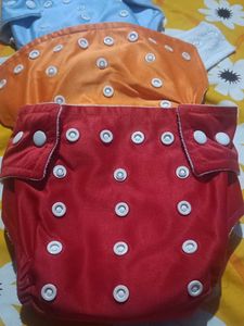 Cloth Diapers Set - Blue, Orange, Red