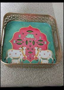 Decorative Tray with Cow &amp; Calf Motif