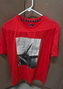 Vibrant Red Graphic Mens T-Shirt