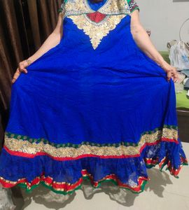Blue Embellished Anarkali Dress - XS