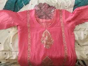 Elegant Pink Kurta Set with Salwar and Dupatta