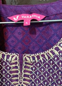 Purple Embroidered Kurti Set