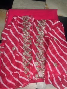 Elegant Pink Saree with Silver Embroidery