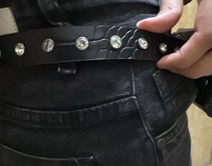 Stylish Black Croc Belt Bag with Rhinestones