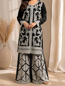 Dark Mehendi Roman Plazzo Set