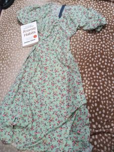 Light Green Floral Midi Dress