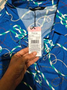 Blue Abstract Print Boxy Shirt