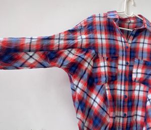 Orange &amp; Blue Checkered Casual Shirt | Size S/M |
