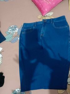 a Korean style denim skirt