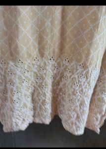 Peach Printed Kurta with White ant