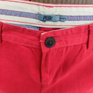 Cotton Red Pants | Waist 28