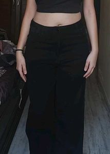 Black Denim Straight fit Pants