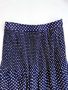 Navy blue Polka Dot Midi Skirt