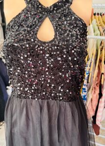 Sparkly Black Halter Neck Dress
