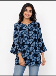 Blue Tie-Dye Bell Sleeve Kurta