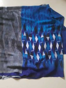 Blue Printed Saree With Blouse