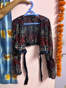 Sheer Printed Cropped Top