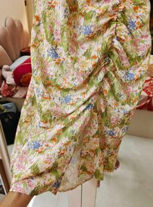 Floral Ruched Midi date Dress