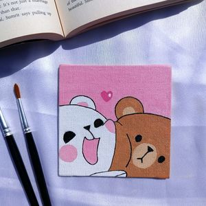 Bear Couple Painting On Canvas