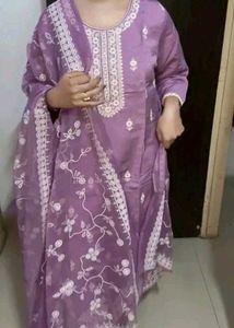 Elegant Lavender Kurta Set with Dupatta