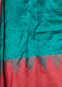 Beautiful Teal &amp; meroon Silk Saree with blouse