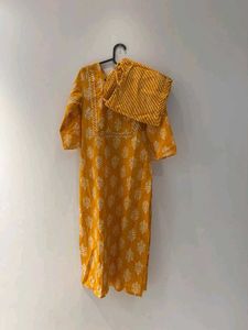 Yellow Printed Kurta Set