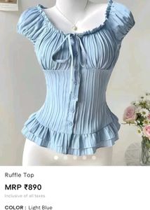 savana Chic Light Blue Ruffle Top
