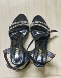 Sparkling Black Heeled Sandals