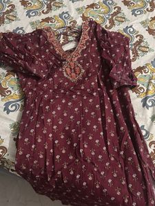 Maroon cotton suit set